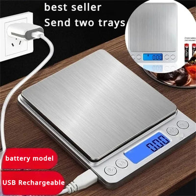 Digital Kitchen Scale Mini Pocket Stainless Steel Precision Jewelry Electronic Balance Weight Gold Gram 0.1/3000g Weigh Scales by Smarsty