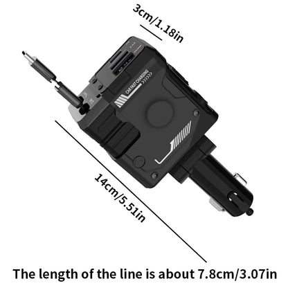 The new 120w4-in-1 retractable car fast charger, adapter, USB is suitable for all models of Apple, Samsung, Huawei, and Android