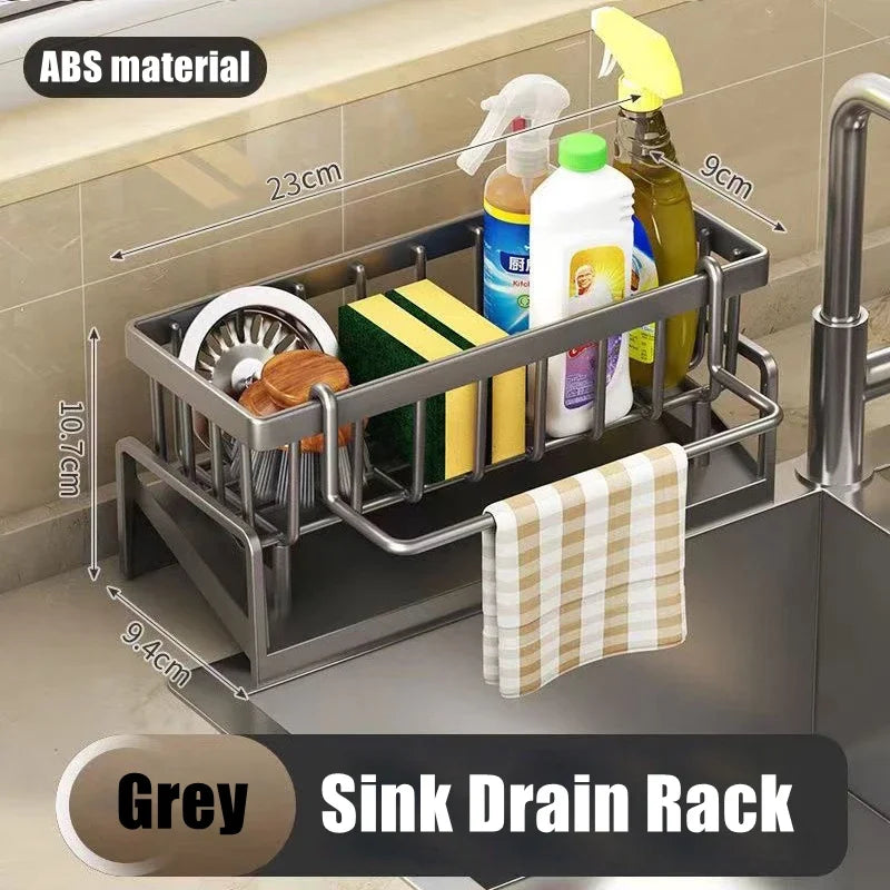 Kitchen Shelf Rag Storage Drainage Shelf No-Punch Storage Rack Home Spice Rack Sink Tap Sink Drainage Rack Kitchen Accessories