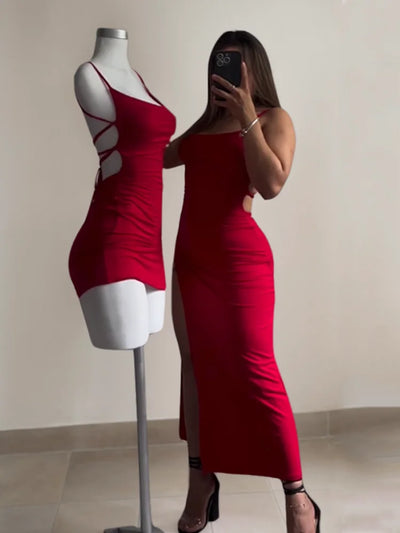 2024 explosive new dress summer high sensibility halter strap Spice Girl bag hip dress - Smarsty