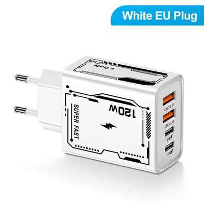 4 Ports USB C PD Charger Quick Charge 3.0 Type C USB Phone Chargers Fast Charging Adapter For iPhone 15 14 Samsung Xiaomi Huawei - Smarsty