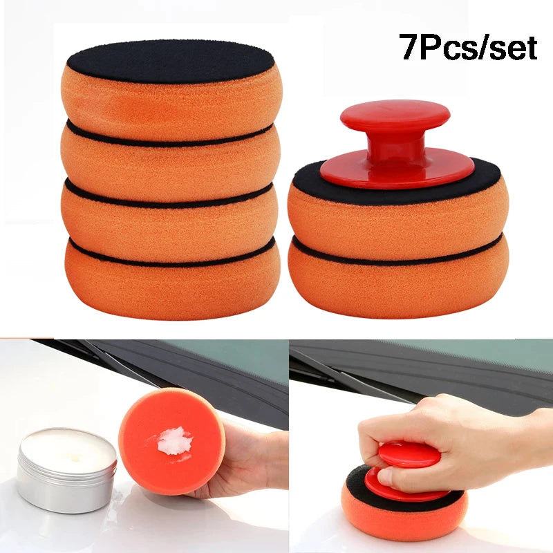 Car Wax Applicator Pads Set Soft Sponge Red Handle - Smarsty