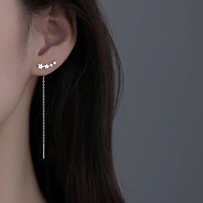 925 Sterling Silver Star Earrings with Tassel Design for Women - Smarsty