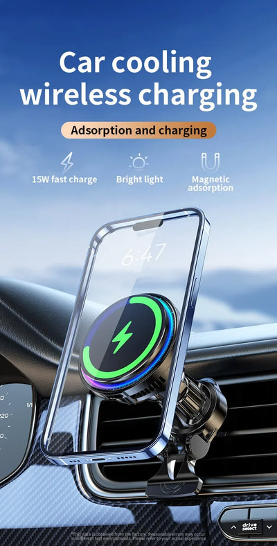 30W Magnetic MagSafe Wireless Car Charger With Cooling - Smarsty