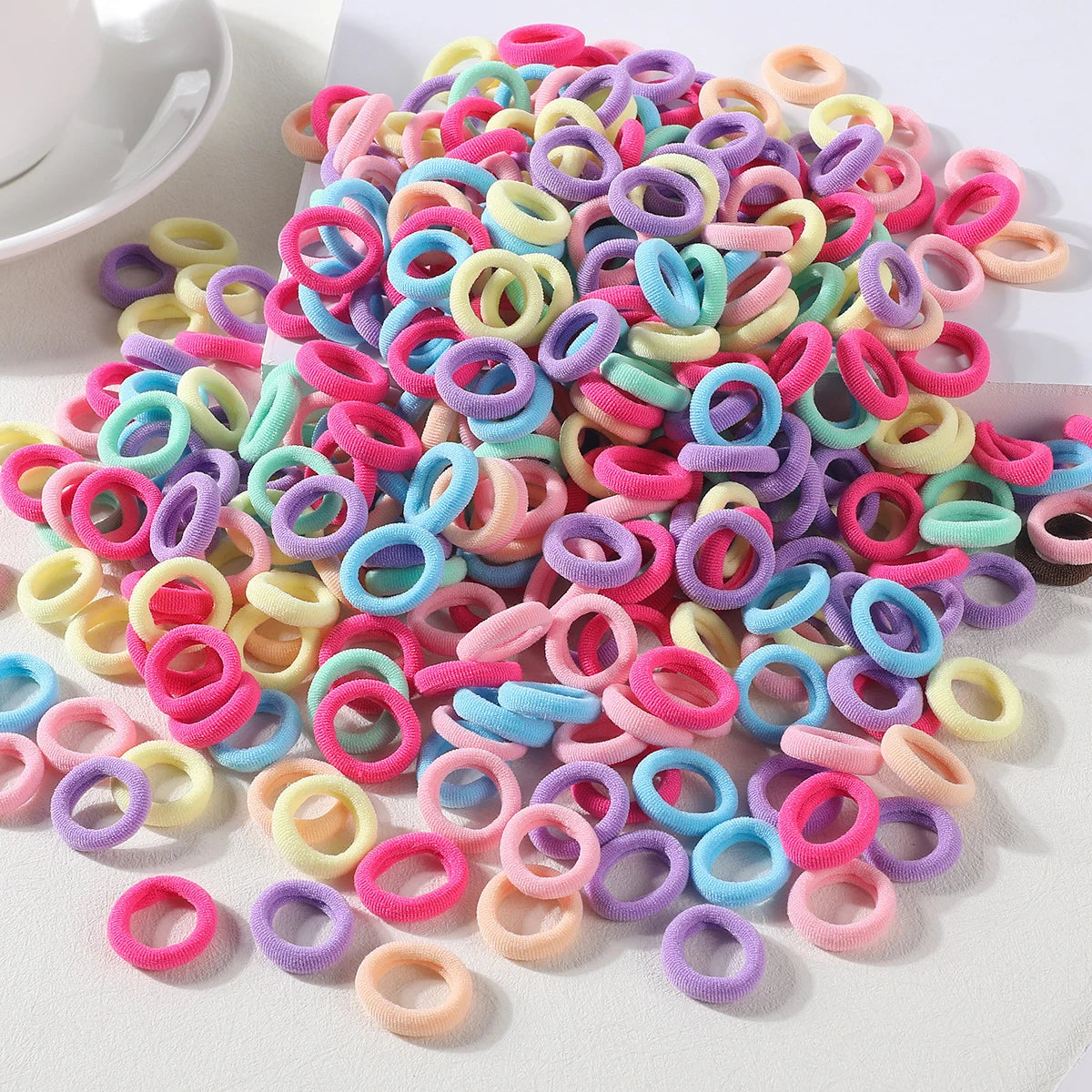 100 Pack Colorful Nylon Hair Ties For Kids Gentle Soft - Smarsty