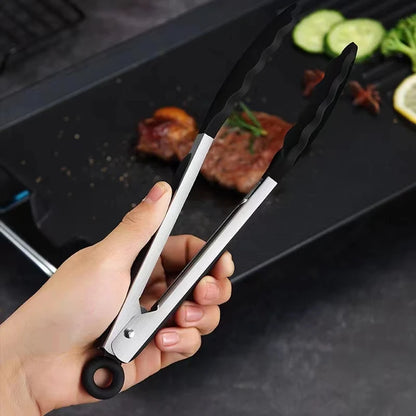 Black Silicone Food Tongs for Easy Cooking and Grilling - Smarsty