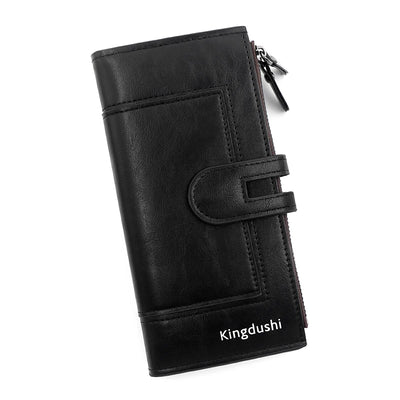 Fashionable New Women's Long Wallet, European and American Fashion Phone Bag, PU Leather Multi Card Carrying Bag - Smarsty