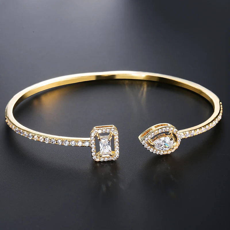 Luxury Gold Cuff Bangles with Cubic Zirconia for Women - Smarsty