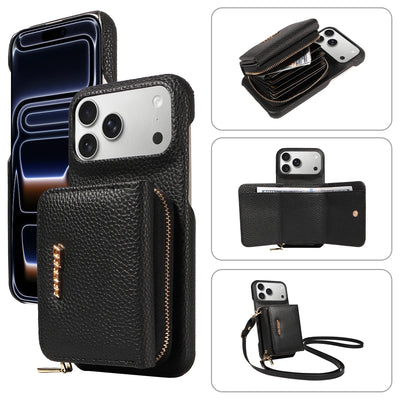 Crossbody PU Leather Phone Case for IPhone17 16 15 14 13 12 11pro Max Plus Mini Air 16e with Stand & Card Slots Wallet Cover