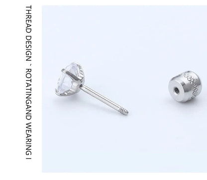 Stainless Steel Crystal Zircon Stud Earrings Hypoallergenic - Smarsty