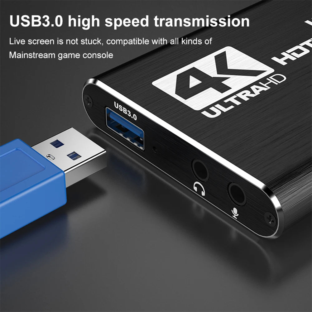 USB 3.0 4K HDMI-Compatible Capture Card 1080P 60Hz HD Video Recorder Grabber Gaming Capture Card for PS4/Xbox/PC Live Streaming