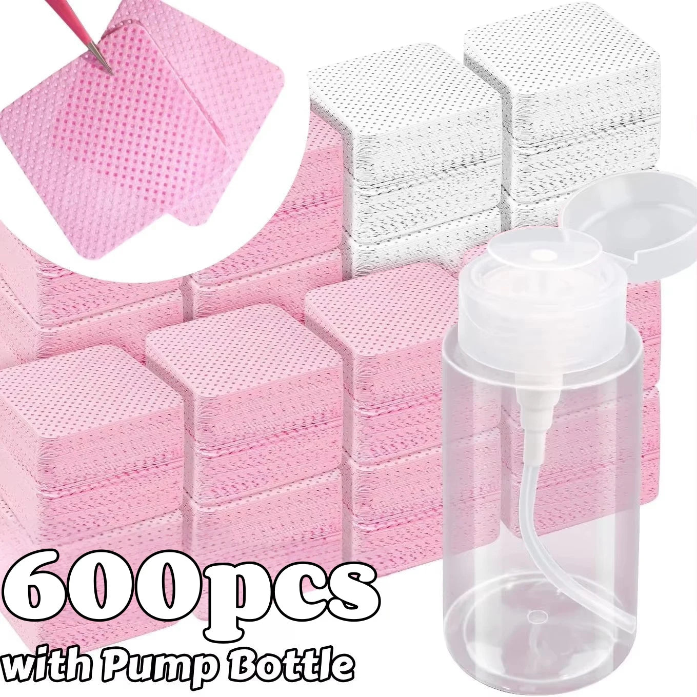 20/600pcs Lint-Free Nail Wipes Gel Cleansing Tissues Aluminum-Free Nail Polish Remover Pads for NaiArt Beauty Cleaning Care Tool - Smarsty
