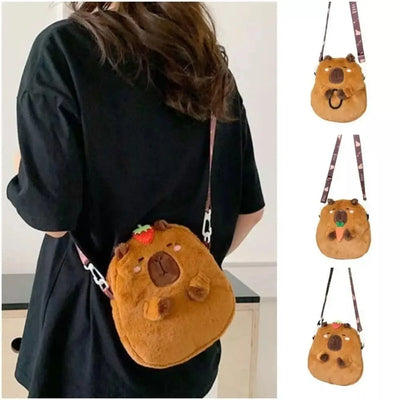 Capybara Plush Cartoon Shoulder Bag Large Capacity Unisex - Smarsty