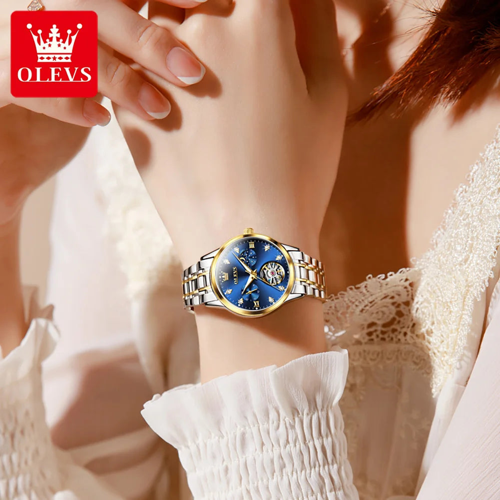 OLEVS Womens Automatic Mechanical Watch Waterproof Stainless Steel - Smarsty