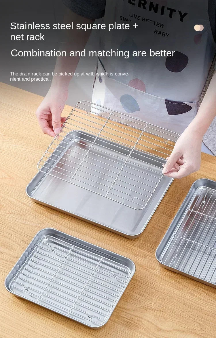 Stainless Steel Baking Pan with Rack for Grilling - Smarsty