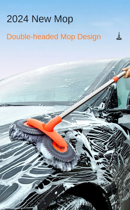Telescopic Car Cleaning Brush Mop With Chenille Heads - Smarsty