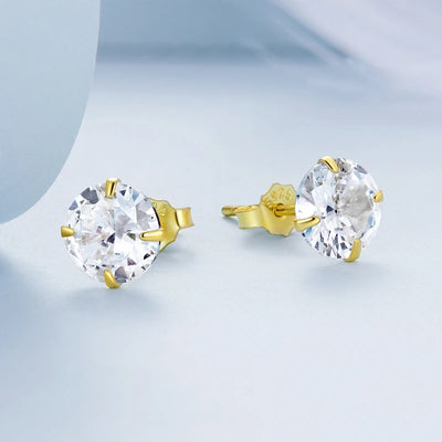 Bamoer CZ Stud Earrings 925 Sterling Silver Platinum Plated Round Cubic Zirconia Hypoallergenic Barbell Earrings 4-7mm - Smarsty