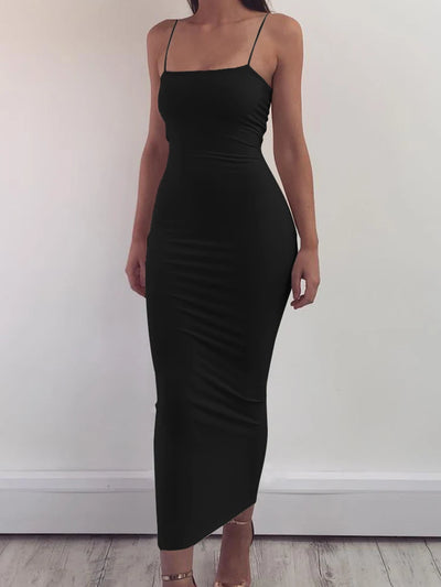 2025 New Spring Summer Women's High Elastic Sleeveless Backless Dress Long Sling Dresses Club Sexy Suspender Dress - Smarsty
