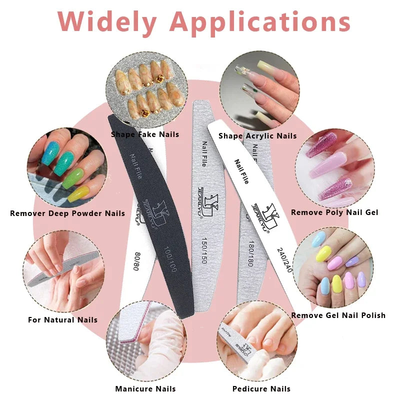 5Pcs Nail File Set with Mixed Grits for Professional Manicure - Smarsty