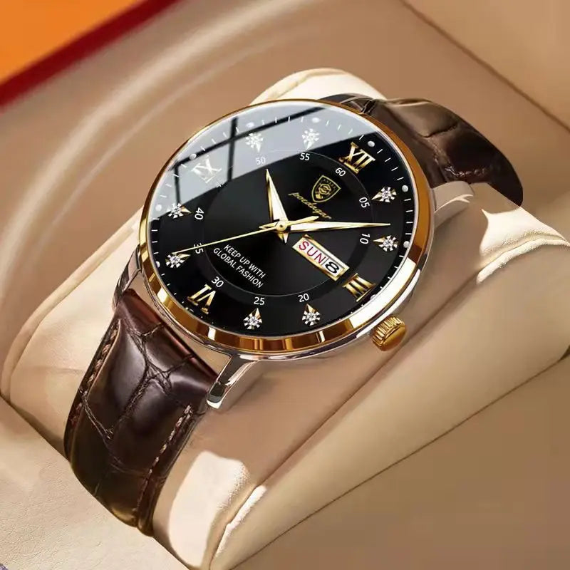 Luxury Waterproof Luminous Leather Quartz Watch for Men - Smarsty