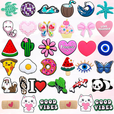 1Pcs PVC Pink Heart Shoe Charms Cute Animal Shoe Decorations Pins for Women Girls Sandal Buckles Accessories Gift - Smarsty