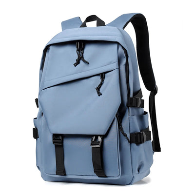 One 15 Inch Polyester Waterproof Solid Color Simple Men's Backpack Fashion Couple Student Computer Backpack - Smarsty