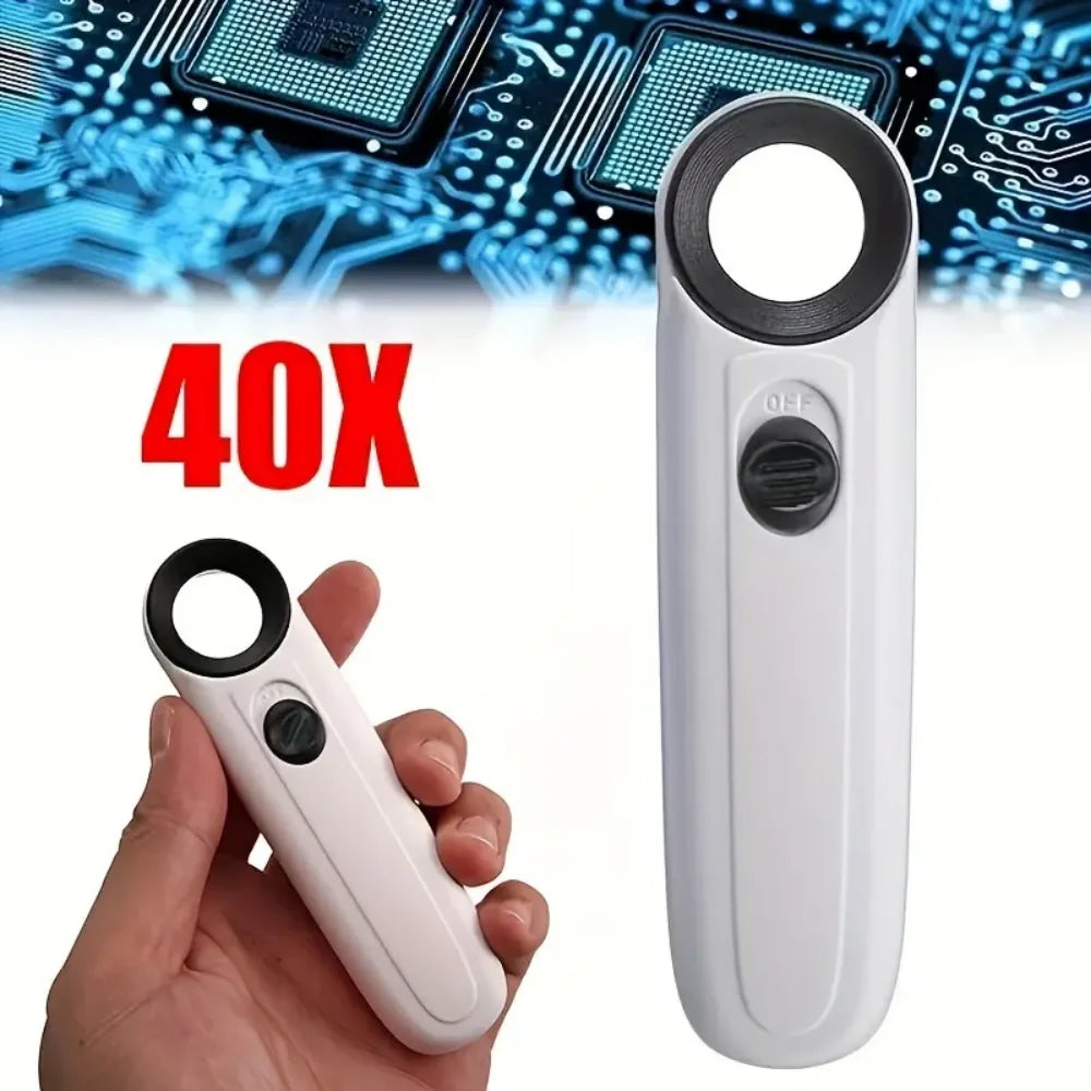 40X Handheld Magnifier With LED Lights for Clear Identification - Smarsty