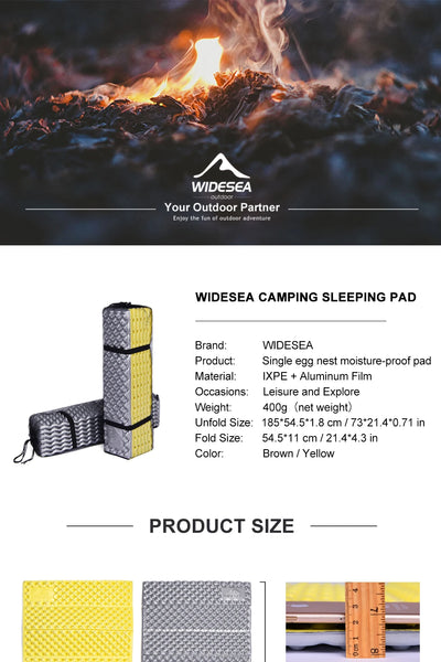 Widesea Camping Mat Portable Sleeping Pad Picnic Foam Bed Mattress Travel Trekking Equipment Blanket Waterproof Moistureproof by Smarsty