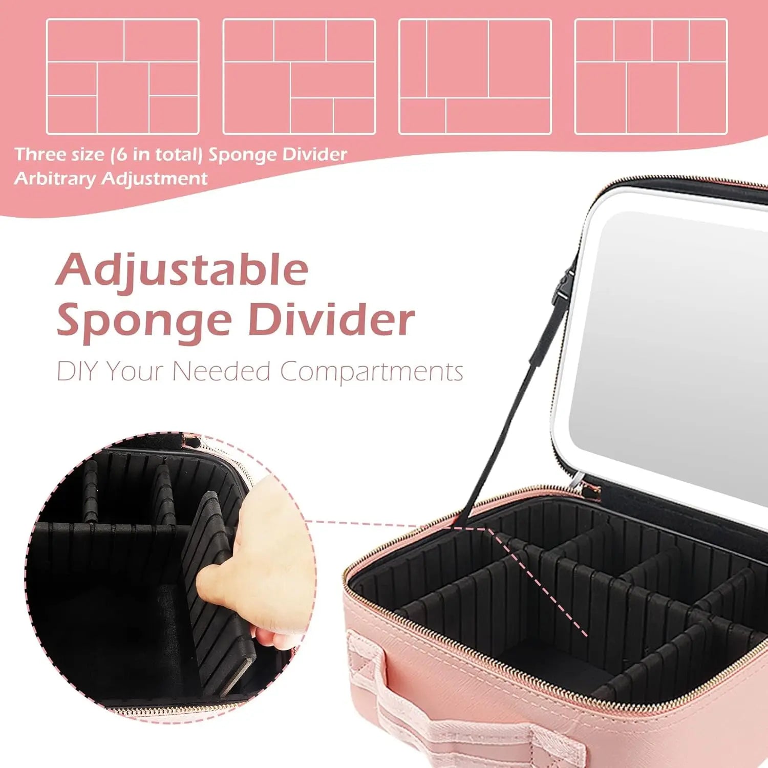 Large Travel Makeup Bag with Illuminated Mirror - Smarsty