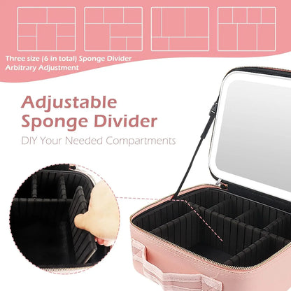 Large Travel Makeup Bag with Illuminated Mirror - Smarsty