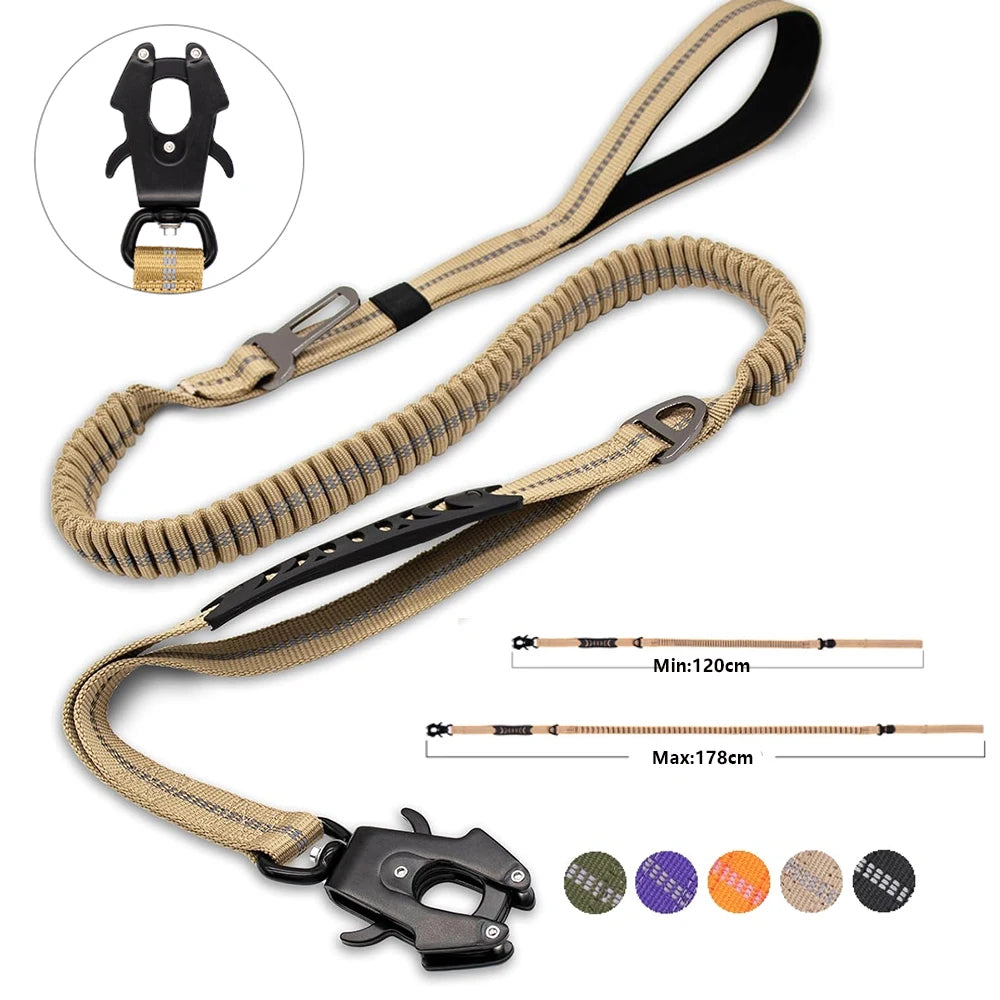Reflective Bungee Dog Leash with Car Seatbelt Attachment - Smarsty