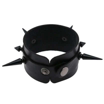 Unisex PU Leather Punk Bracelet with Spikes and Skull - Smarsty