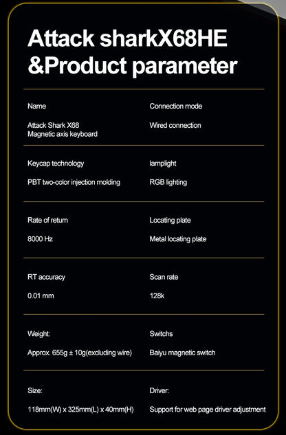 Wired Mechanical Gaming Keyboard With Rapid Trigger 8000Hz