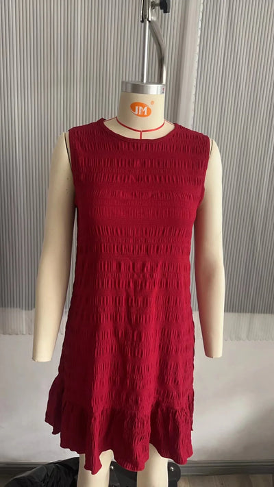 Solid Color Casual Loose Short Dresses For Women 2024 Fashion Summer Women's A-Line Midi Dress Elegant Vintage Female Dresses - Smarsty