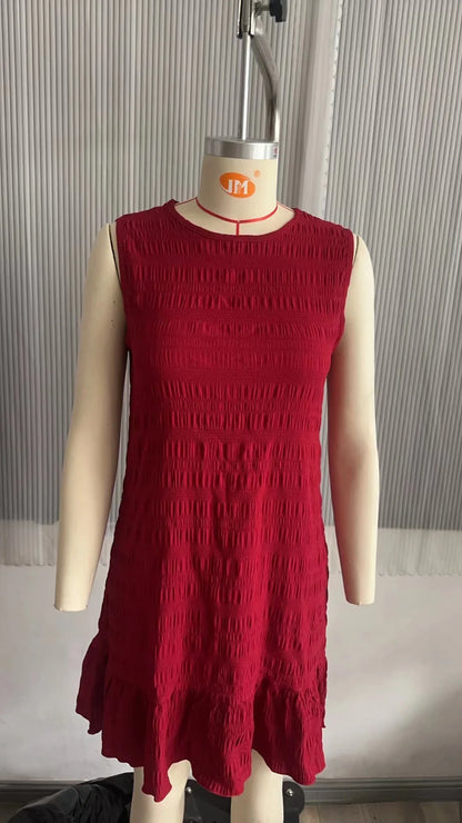 Solid Color Casual Loose Short Dresses For Women 2024 Fashion Summer Women's A-Line Midi Dress Elegant Vintage Female Dresses - Smarsty