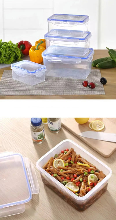 Kitchen Refrigerator Sealed Rectangular Refrigerator Storage Box with Lid Plastic Crisper Microwave-heated Lunch Box Storage Box by Smarsty
