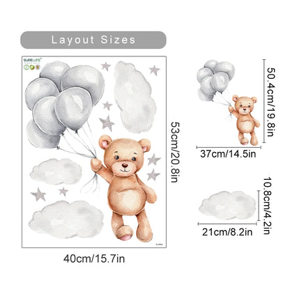 Cartoon Hot Air Balloon Animal Wall Stickers for Nursery - Smarsty