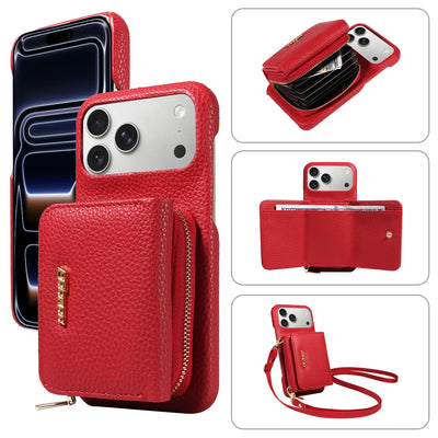 Crossbody PU Leather Phone Case for IPhone17 16 15 14 13 12 11pro Max Plus Mini Air 16e with Stand & Card Slots Wallet Cover