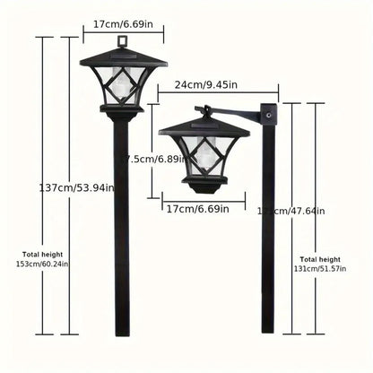 59'' Solar Lamp Post Light, Outdoor Solar Lamp Post Lighting, Aluminum Retro Black Light Pole