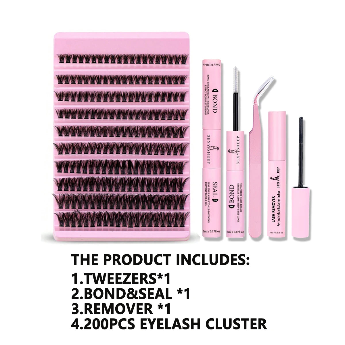 DIY Eyelash Extension Kit with 200pcs D Curl Clusters - Smarsty