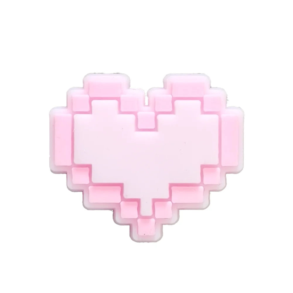 1Pcs PVC Pink Heart Shoe Charms Cute Animal Shoe Decorations Pins for Women Girls Sandal Buckles Accessories Gift