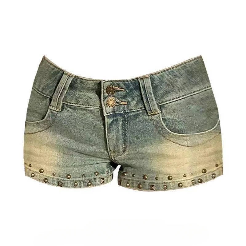 Summer Women Y2k Streetwear Gyaru Harajuku Fashion Grunge Vintage Coquette Low Rise 2000s Jean Shorts Denim Hot Pants Japanese - Smarsty