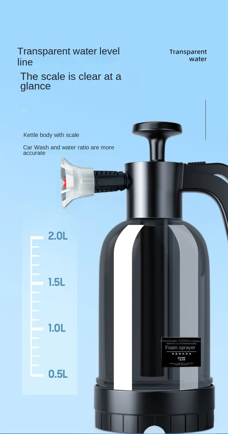 2L Hand Pump Foam Sprayer with 3 Types of Nozzle Hand Pneumatic Foam Cannon Snow Foam Car Wash Spray Bottle Car Window Cleaning - Smarsty