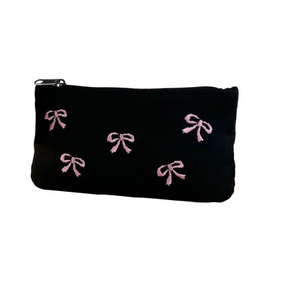 Elegant Bow Embroidery Cosmetic Bag Canvas Pen Case - Smarsty