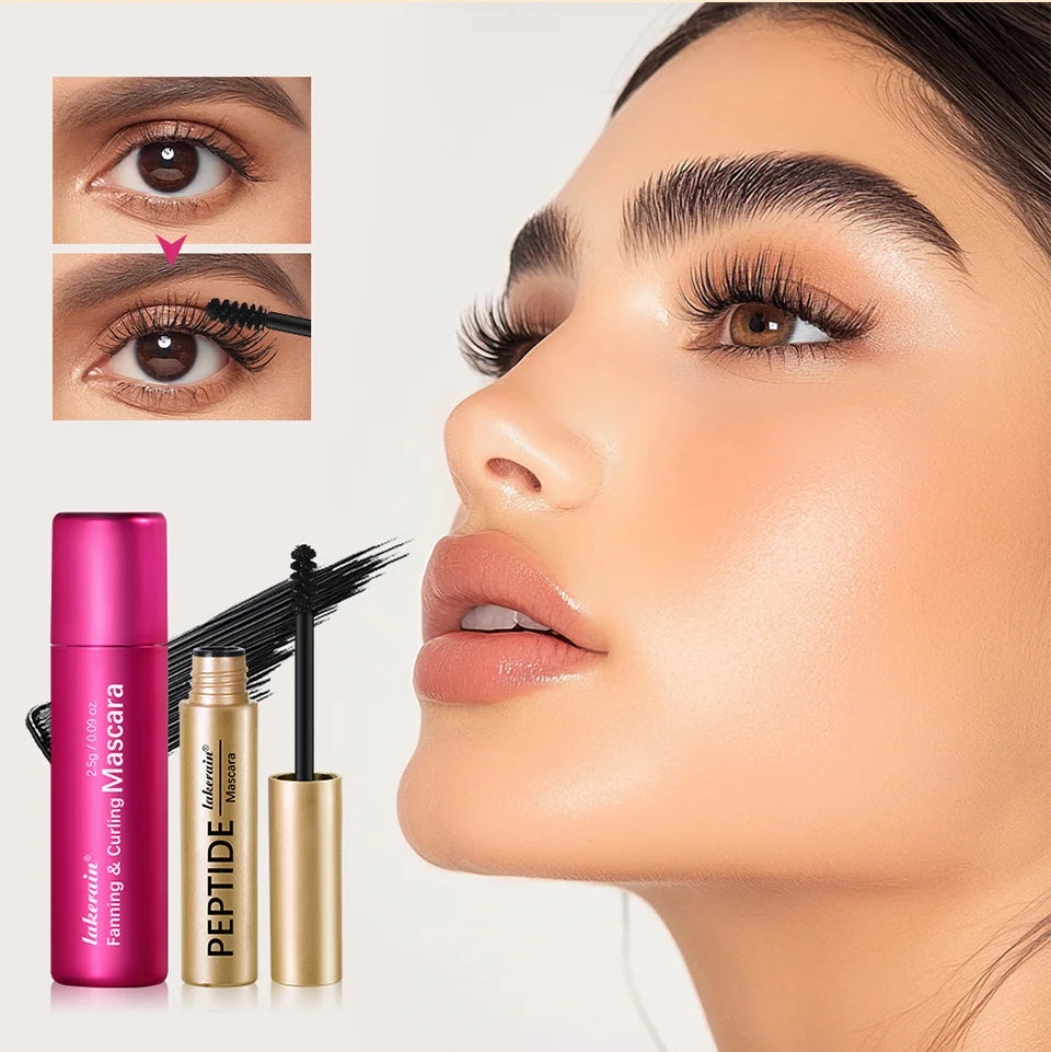 Lash & Brow Set Eyebrow Eyelash Growth Serum Peptide Mascara Eyelash Eyebrow Longer Fuller Thicker Curling Lash Eye Care Makeup