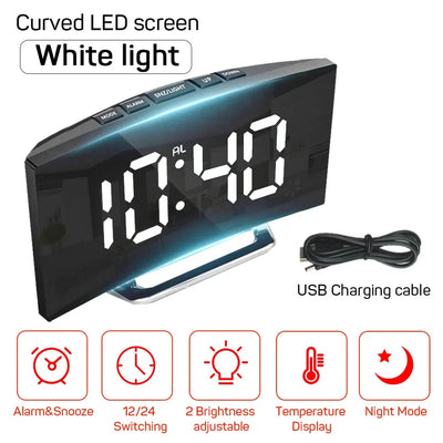Noiseless Digital Alarm Clock with Large LED Display - Smarsty