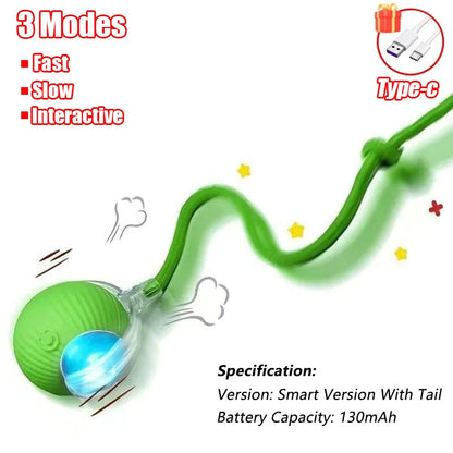 Interactive Rechargeable Cat Toy Ball With Faux Tail - Smarsty