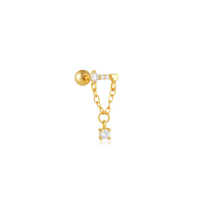 Sterling Silver Heart Zircon Stud Earrings Elegant Gift - Smarsty