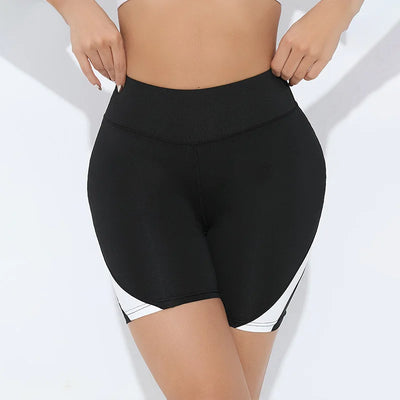 Colorblocked High Waist Yoga Shorts,Shorts for Women Tummy Control Workout Shorts for Women - Smarsty