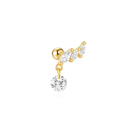Sterling Silver Heart Zircon Stud Earrings Elegant Gift - Smarsty